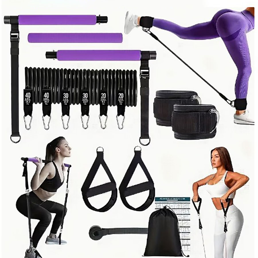 Pilates Bar Kit With Resistance Bands - 180lbs Direnç Bantları ve Ayarlanabilir Pilates
