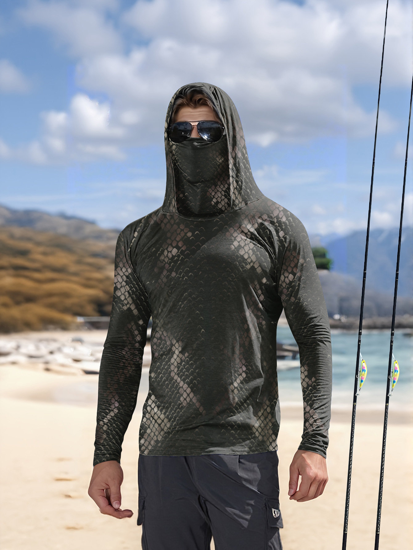 Fishing - Erkek Balıkçılık Kapüşonlu Uzun Kollu Kamuflaj