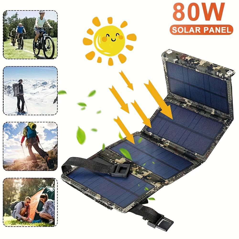 Hiking - Güneş Paneli 80W Taşınabilir Katlanabilir Güneş